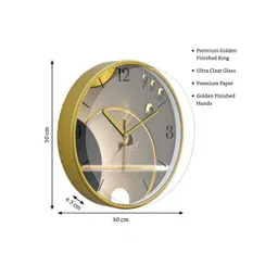 RANDOM Gold-Toned & Grey Printed Contemporary Wall Clock image 5