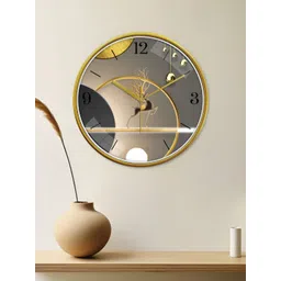 RANDOM Gold-Toned & Grey Printed Contemporary Wall Clock image 1