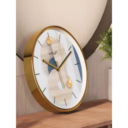 RANDOM Gold-Toned & White Contemporary Analogue Round Wall Clock-picture-10