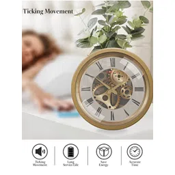 RANDOM Gold-Toned & White Contemporary Analogue Round Wall Clock image 5