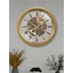 RANDOM Gold-Toned & White Contemporary Analogue Round Wall Clock image 4