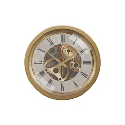 RANDOM Gold-Toned & White Contemporary Analogue Round Wall Clock image 1