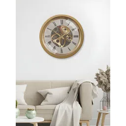 RANDOM Gold-Toned & White Contemporary Analogue Round Wall Clock image 2