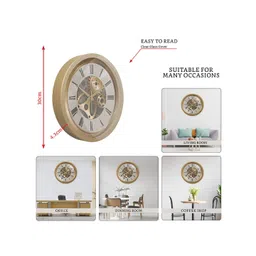 RANDOM Gold-Toned & White Contemporary Analogue Round Wall Clock image 3