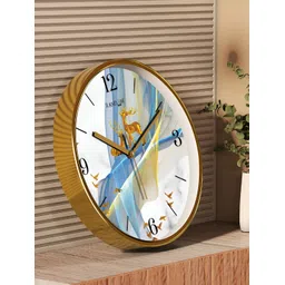 RANDOM Gold Toned & White Printed Contemporary Round Wall Clock-picture-20
