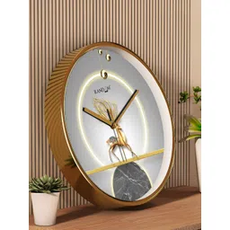 RANDOM Gold Toned & White Printed Contemporary Round Wall Clock-picture-34