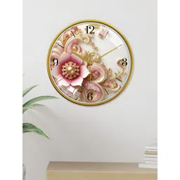 RANDOM Gold-Toned & White Printed Contemporary Wall Clock-picture-34