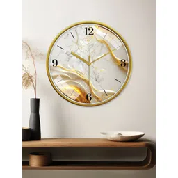RANDOM Gold-Toned & White Printed Contemporary Wall Clock-picture-31