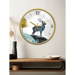 RANDOM Gold-Toned & White Printed Contemporary Wall Clock-picture-35