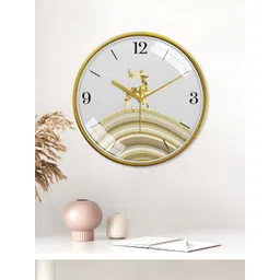 RANDOM Gold-Toned & White Printed Contemporary Wall Clock-picture-36