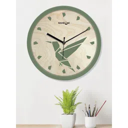 RANDOM Green & Beige Printed Contemporary Round Wooden Wall Clock RC-8068-picture-29