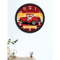 RANDOM Maroon & Yellow Round Printed 30 cm  Analogue Wall Clock image 1