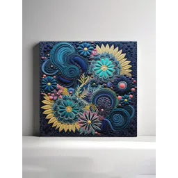 RANDOM Navy Blue & Beige Fiber Canvas Wall Art-picture-26