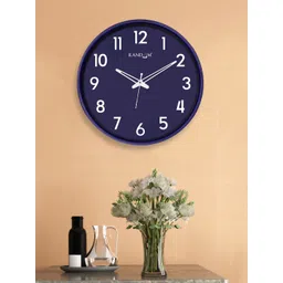 RANDOM Navy Blue & White 12-Inch Dual Frame Printed Leaves Wall Clock With Glass-picture-33