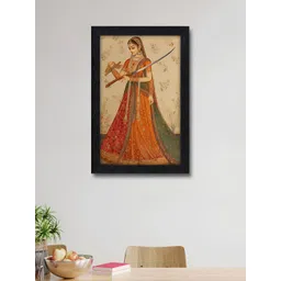 RANDOM Orange & Green Royal Princess with Sword Printed Gloss Laminated Wall Frame-picture-14
