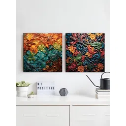 RANDOM Orange-Coloured & Green 2 Pieces Floral and Botanical Canvas Wall Art-image-42