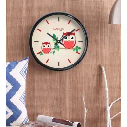random Owl Couple Black Plastic Analog Kids Wall Clock-picture-22