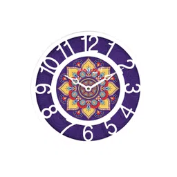 RANDOM Purple & White Printed Contemporary 20 cm Table Cum Wall Analogue Clock image 1