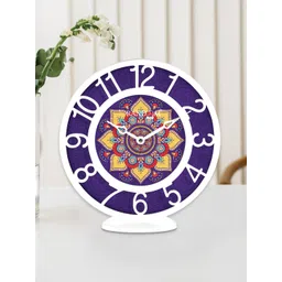 RANDOM Purple & White Printed Contemporary 20 cm Table Cum Wall Analogue Clock image 3