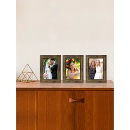 RANDOM Set of 3 Brown and Gold Toned Textured Photo Frames-image-6