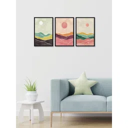 RANDOM Set of 3 Pink & Blue Beautiful Scenery Printed Wall Decor-image-0