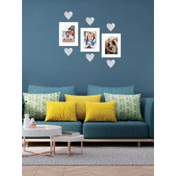RANDOM Set Of 3 White Solid Individual Photo Frames With Heart Plaque-image-49