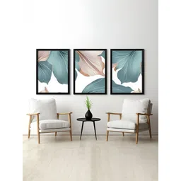 RANDOM White & Green 3 Piece Synthetic Wood Floral and Botanical Wall Paintings-image-39