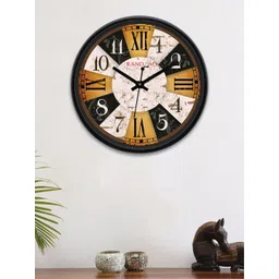 RANDOM White & Mustard Yellow Round Printed Analogue Wall Clock-picture-24