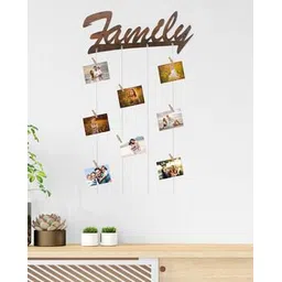 random Wooden Family Photo Frame 8 - Picture Hanging Collage Modish Board With -Rope & 8 Wooden Clips-picture-43