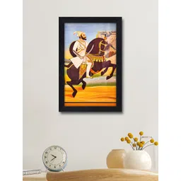 RANDOM Yellow & Brown Maharaja on Horse Printed Laminated Glossy Wall Frame-picture-28