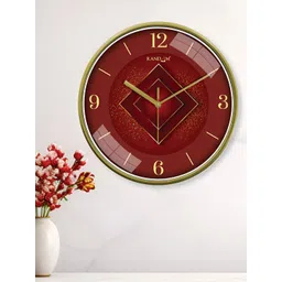 RANDOM Yellow & Maroon Printed Sweep Silent Stylish Round Contemporary Wall Clock-picture-11