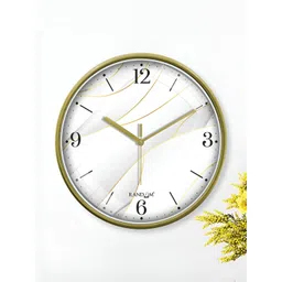 RANDOM Yellow & White Printed Sweep Silent Stylish Round Contemporary Wall Clock-picture-33