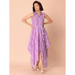 Rang by Indya Women Purple Printed Maxi Ethnic Dress-picture-23