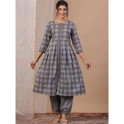 RangDeep Ethnic Motifs Printed Thread Work Pure Cotton Kurta with Salwar-picture-12