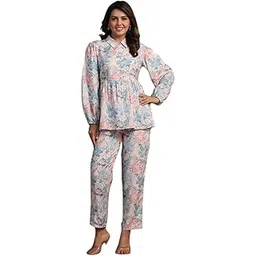 rangdeep Women's Silk Blend Top and Trouser Co-ord Sets | Two-Piece Outfit for Night Wear-picture-37