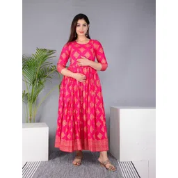 RANGEELO JAIPUR Floral Printed Maternity Anarkali Kurta-picture-10