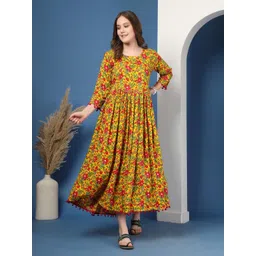 RANGEELO JAIPUR Floral Printed Mirror Work Anarkali Kurta-picture-40