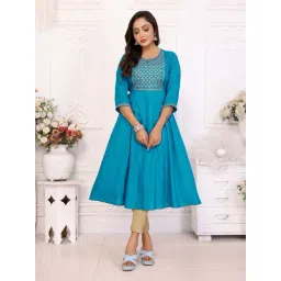 Rangita Blue Regular Fit Embroidered Kurta-picture-36