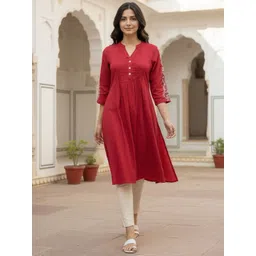 Rangita Embroidered Mirror Work Mandarin Collar A-Line Kurta-picture-27