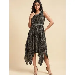 Rangita Ethnic Motifs Printed Cotton A Line Midi Dress-picture-31