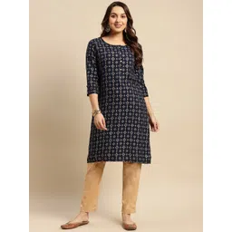 Rangita Ethnic Motifs Printed Round Neck Straight Kurta-picture-23