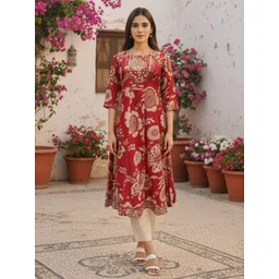 Rangita Floral Printed Panelled Round Neck Thread Work Anarkali Kurta-picture-37