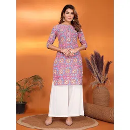 Rangita Floral Printed Round Neck Pure Cotton Straight Kurta-picture-25
