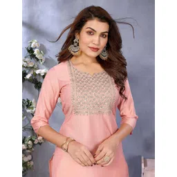 Rangita Floral Yoke Design Sequinned Straight Kurta-picture-11