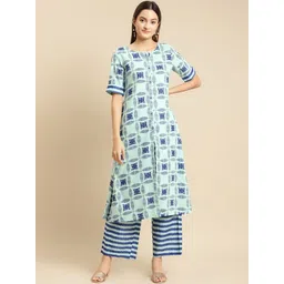 Rangita Geometric Printed Pure Cotton A-Line Kurta with Palazzos-picture-43
