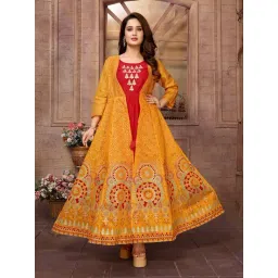 Rangita Mustard & Red Printed Kurta-picture-12