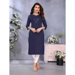 Rangita Navy Blue Rayon Embroidered Kurta-picture-37