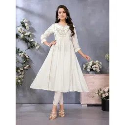 Rangita Off White Regular Fit Embroidered Kurta-picture-42