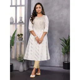 Rangita Off White Regular Fit Embroidered Kurtas-picture-14