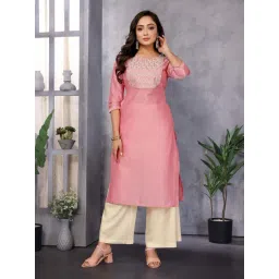Rangita Peach Regular Fit Embroidered Kurta-picture-24
